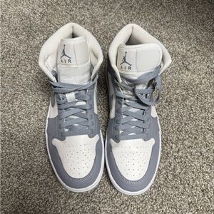 Air Jordan Mid-Top Sneakers in Gray/blue and White